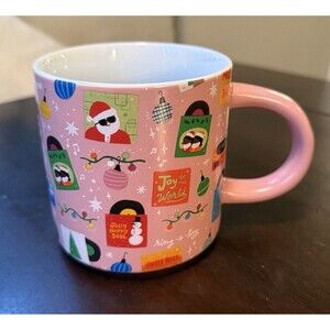 Wondershop Alison Hawkins Stoneware Mug Holiday Music Themed Pink Christmas Mug